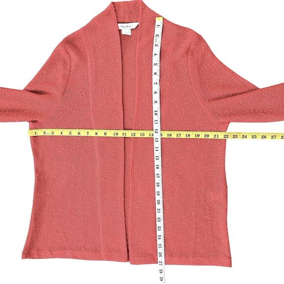 TanJay Cardigan Sweater Top Set Womens Medium Large Beaded Knit Pink Coral Vtg - Picture 10 of 10